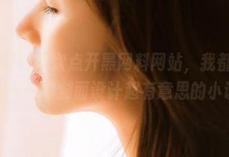 每次点开黑网料网站，我都感觉在翻开一本封面设计超有意思的小说…
